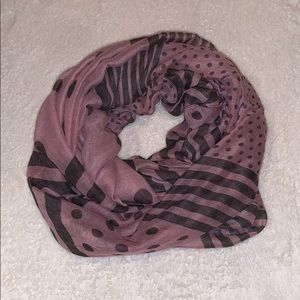 Grey and pink striped/polka dot infinity scarf